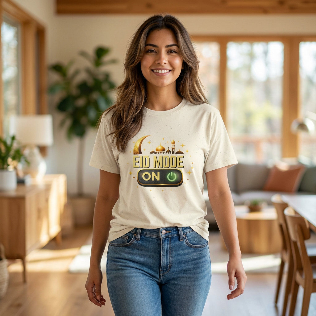 Eid Mode On T-Shirt — Festive Ramadan & Eid Celebration Tee