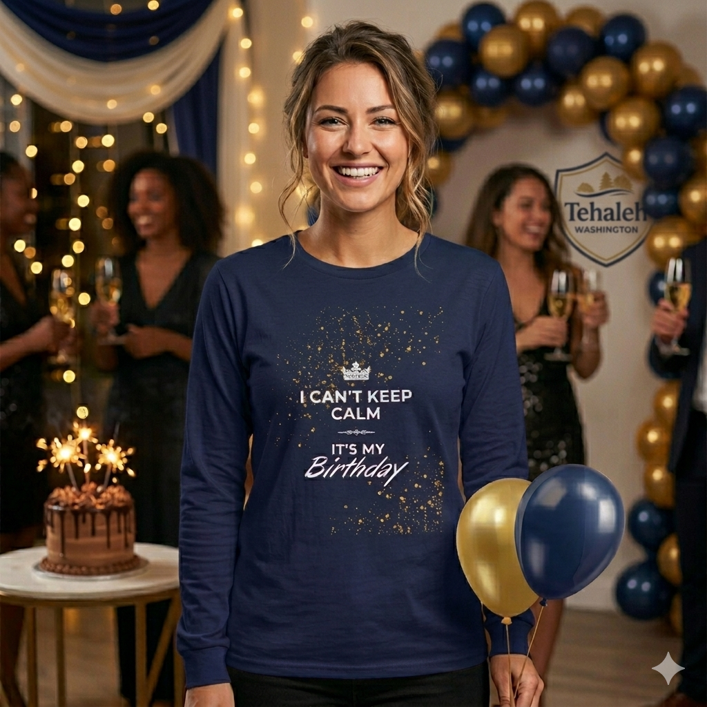 Birthday Long Sleeve Tee — "I Can't Keep Calm It's My Birthday"