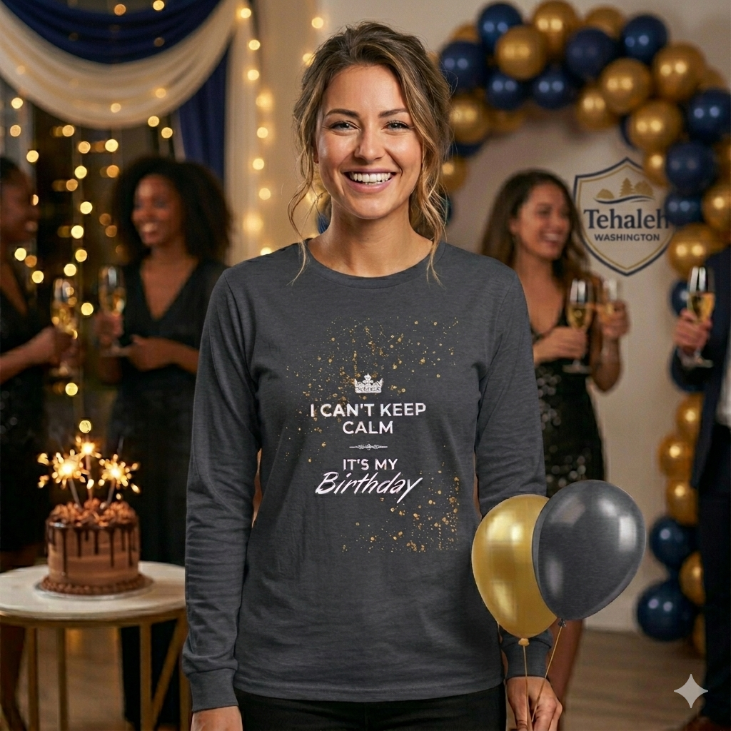 Birthday Long Sleeve Tee — "I Can't Keep Calm It's My Birthday"