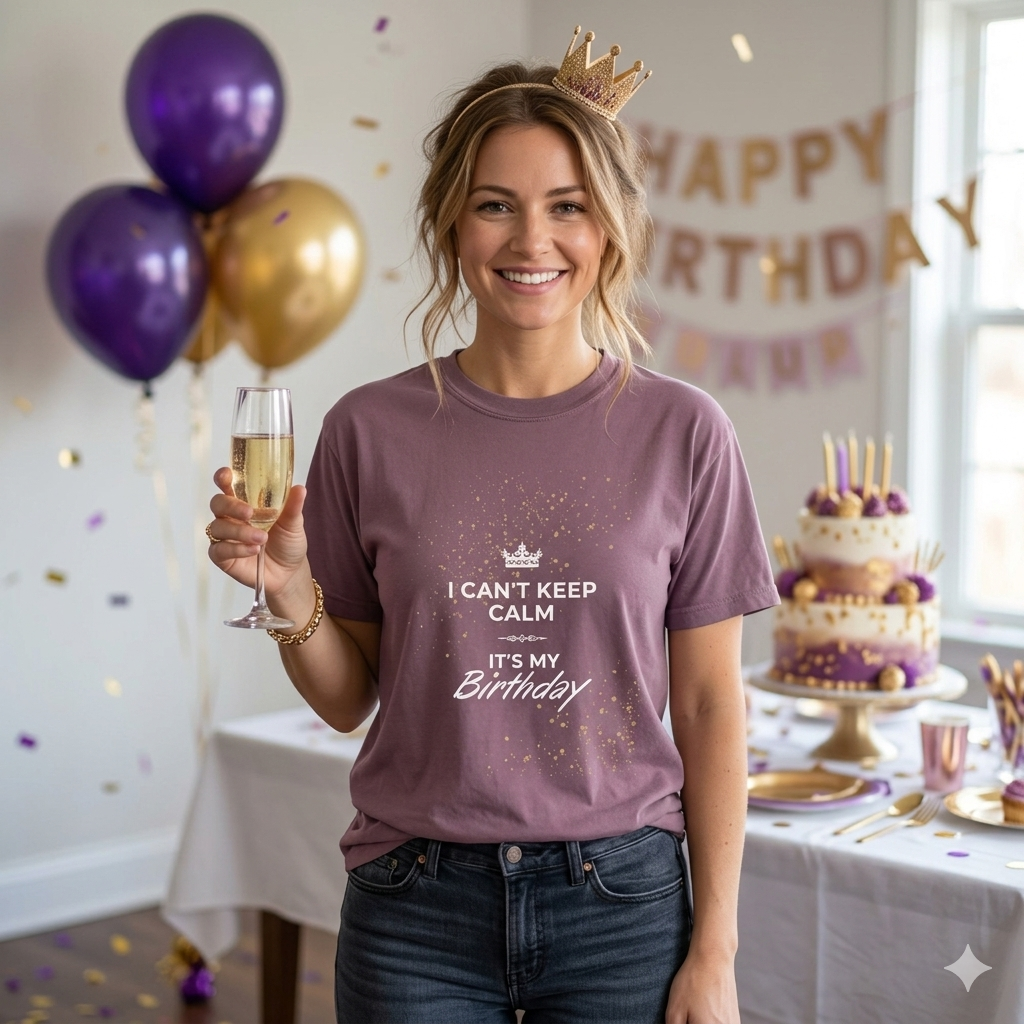 Birthday Tee — "I Can't Keep Calm It's My Birthday" Garment-Dyed T-Shirt