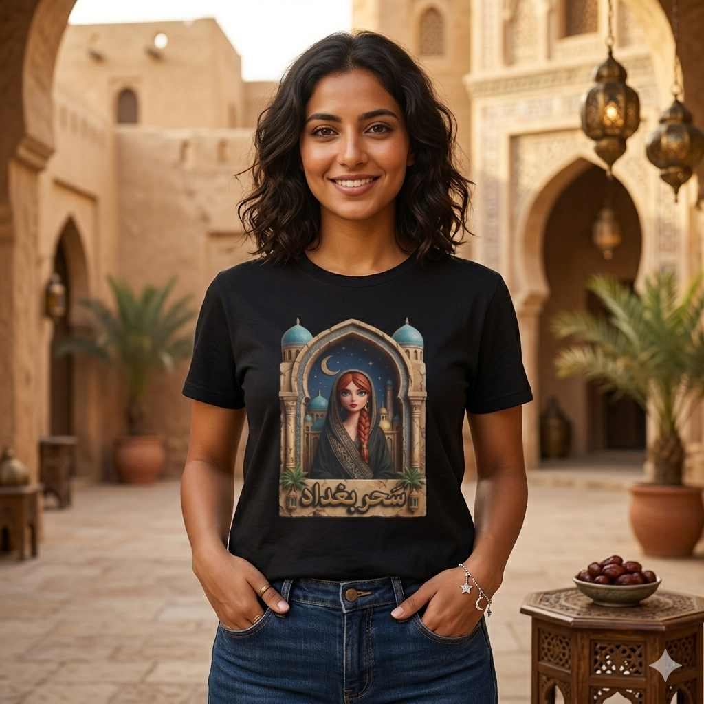 Arabic Princess Portrait T-Shirt — Middle Eastern Archway Art Tee