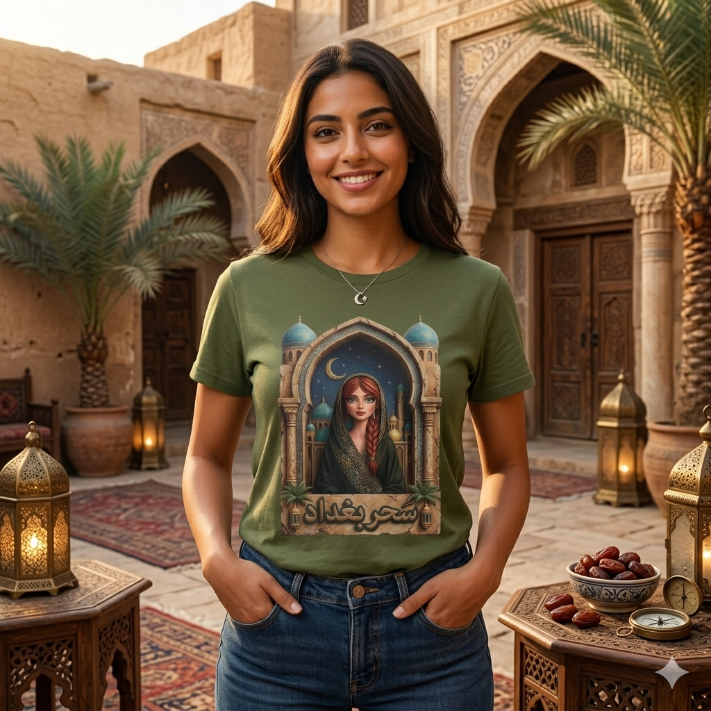 Arabic Princess Portrait T-Shirt — Middle Eastern Archway Art Tee