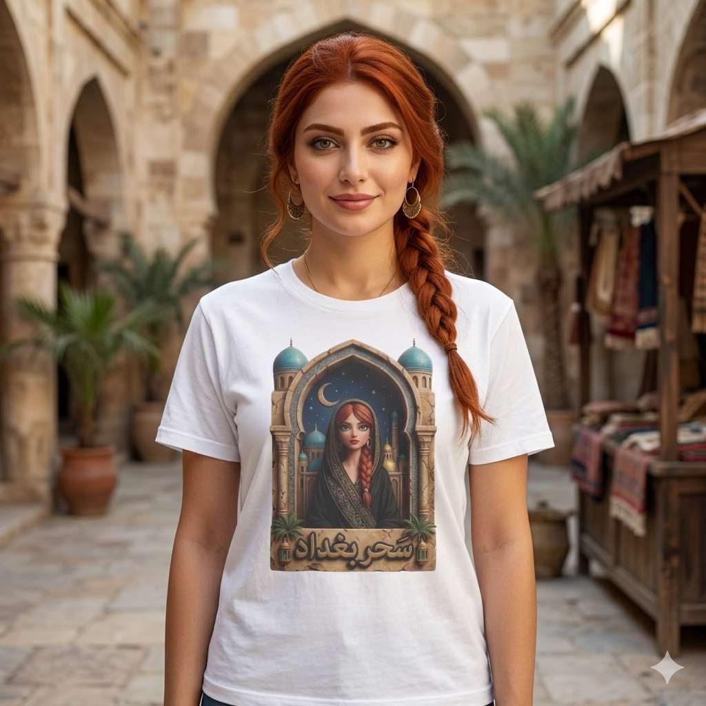Arabic Princess Portrait T-Shirt — Middle Eastern Archway Art Tee