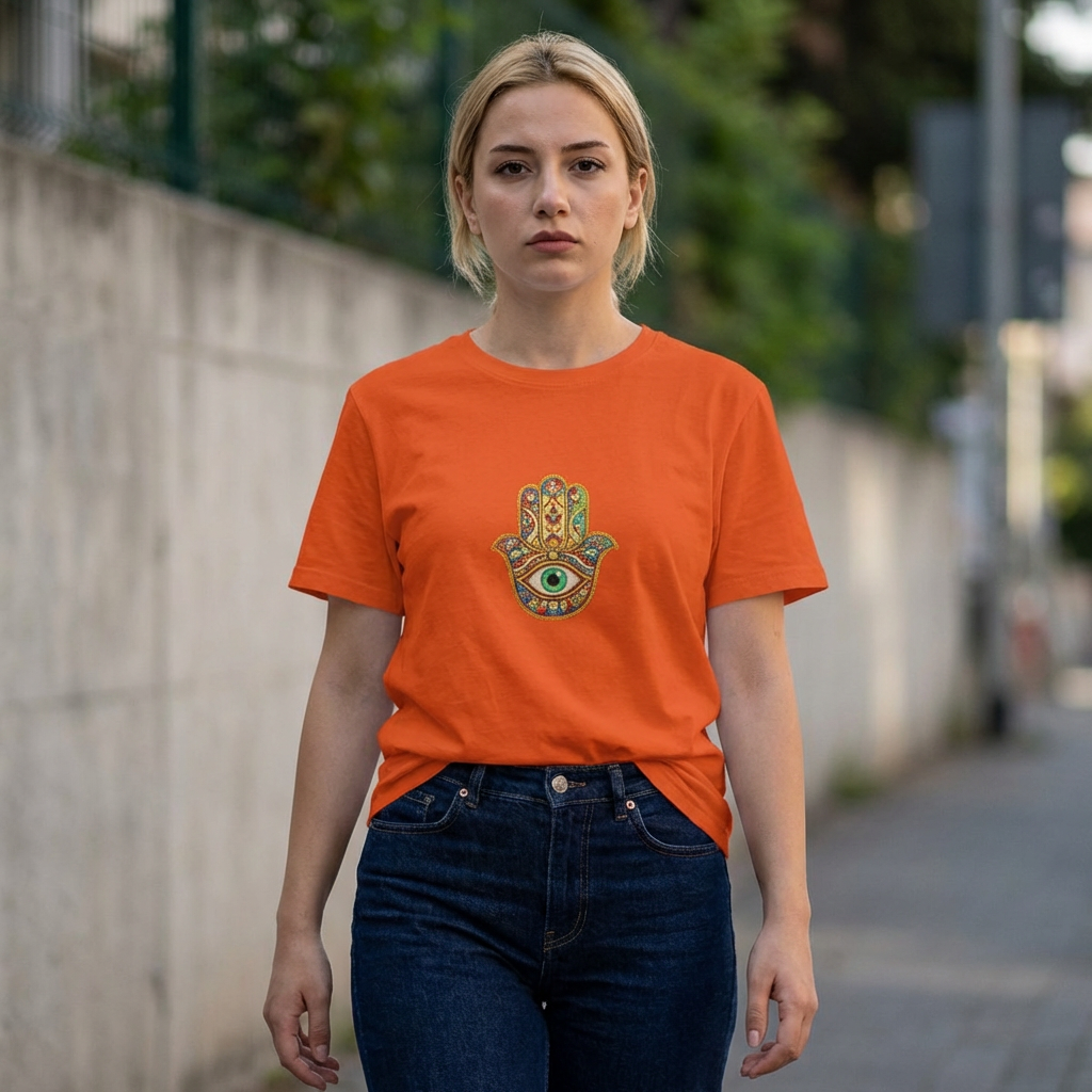 Hamsa Hand T-Shirt – Colorful Protective Eye Boho Tee