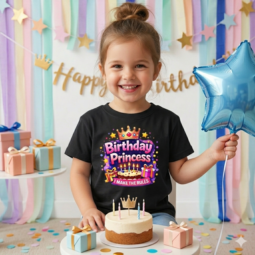 Birthday Princess Toddler Tee – "I Make The Rules" Kids Birthday Shirt