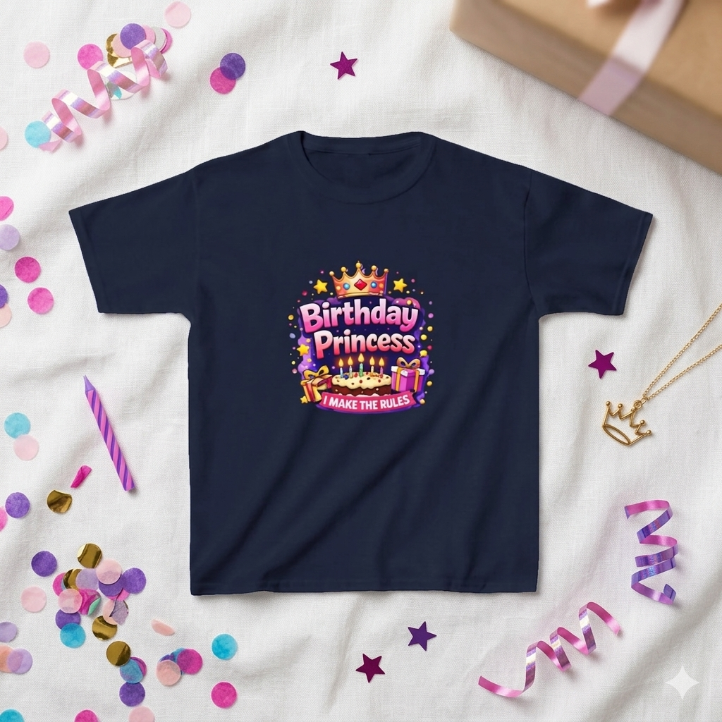 Kids Tee — "Birthday Princess" Crown Graphic Birthday Shirt