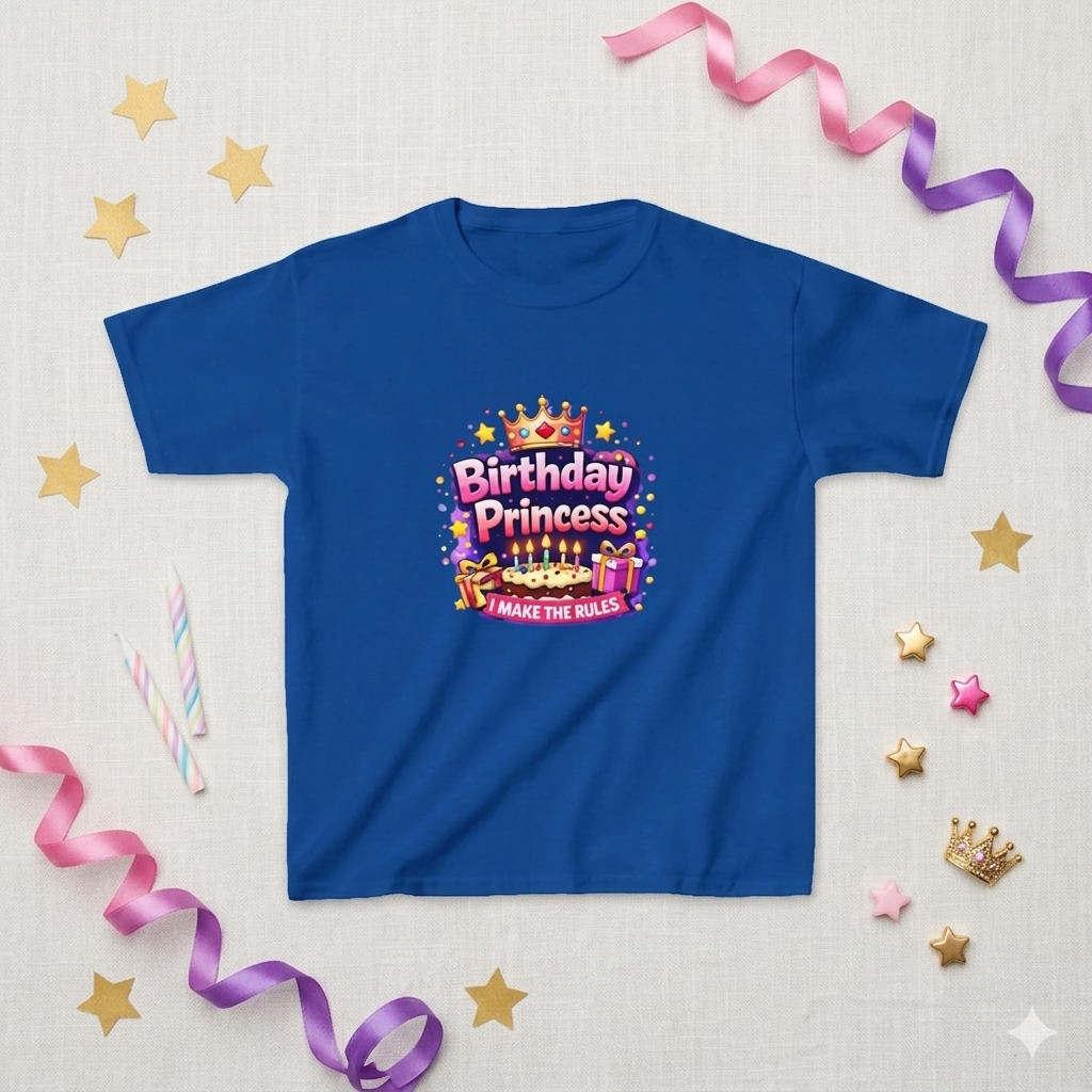Kids Tee — "Birthday Princess" Crown Graphic Birthday Shirt