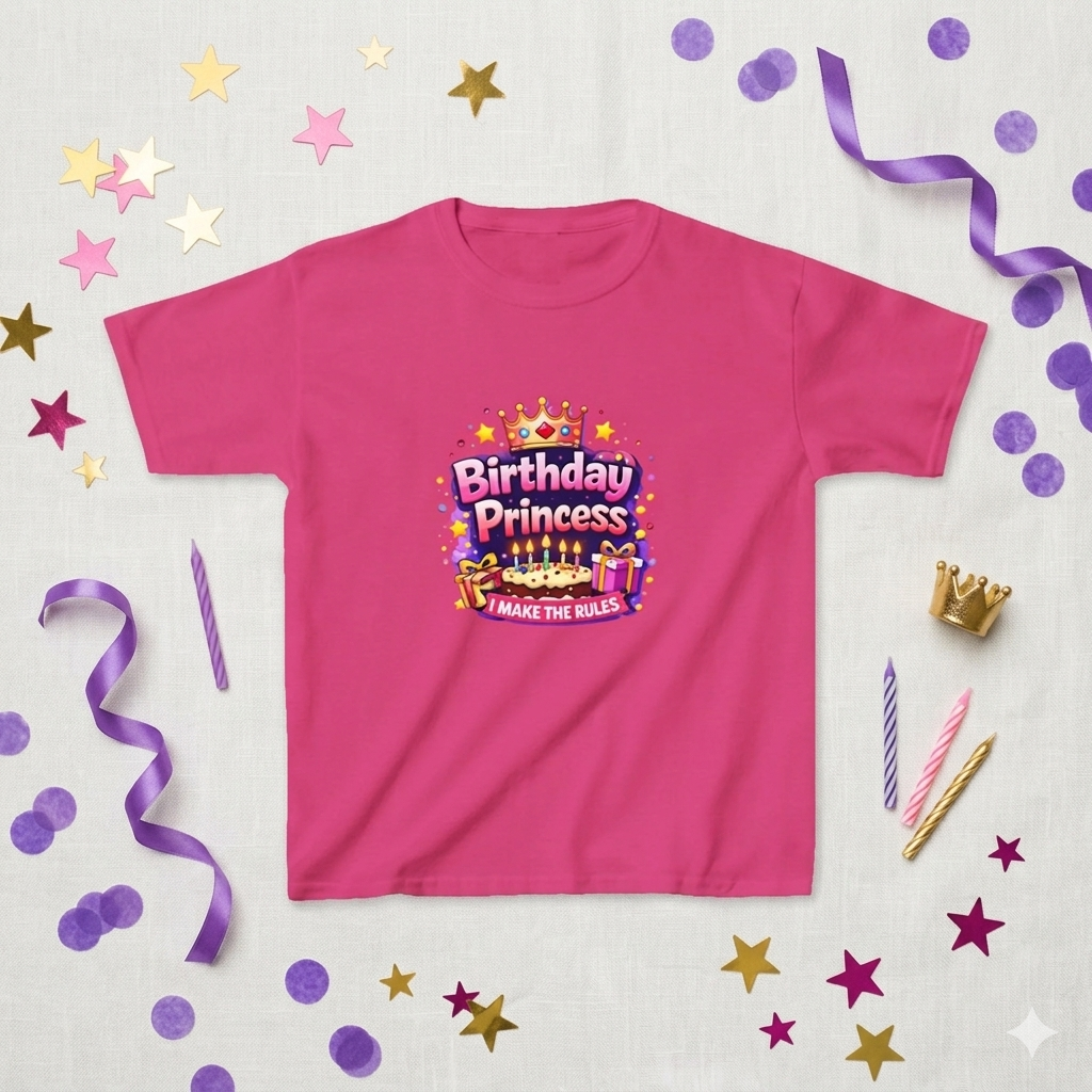 Kids Tee — "Birthday Princess" Crown Graphic Birthday Shirt