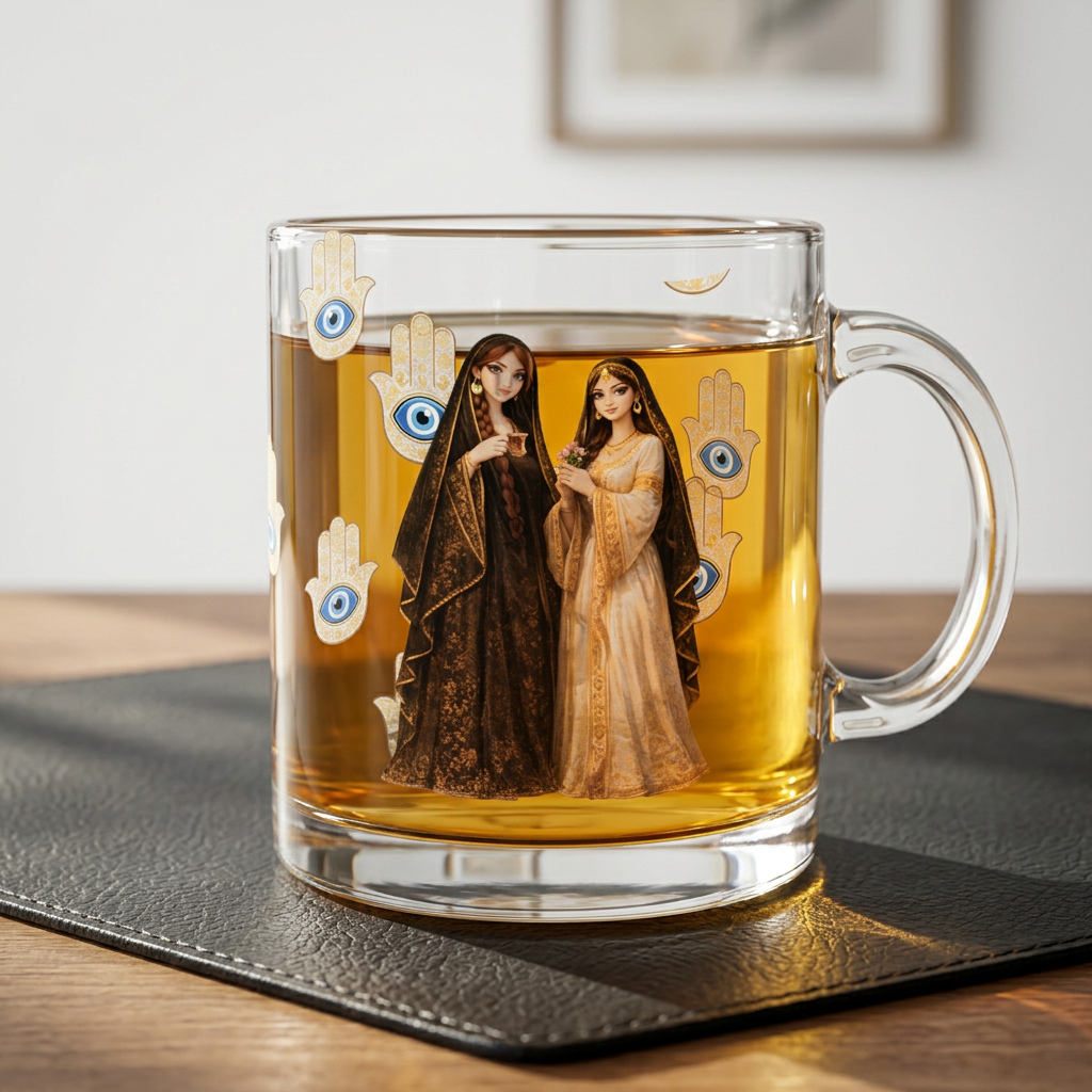 Mystical Hamsa Sisters Prayer Glass Coffee Mug