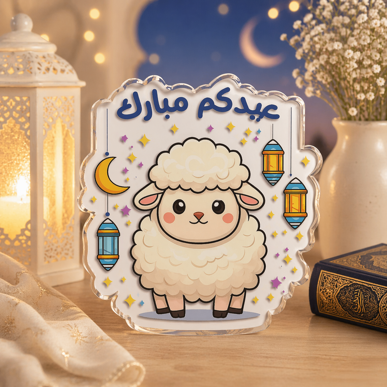 Eid Mubarak Lamb Acrylic Statue — Cute Ramadan Keepsake