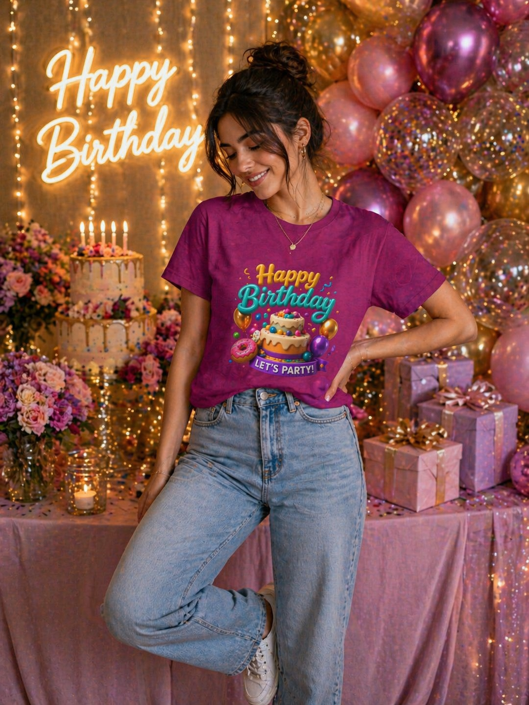 Birthday Party T-Shirt — "Happy Birthday, Let’s Party!"