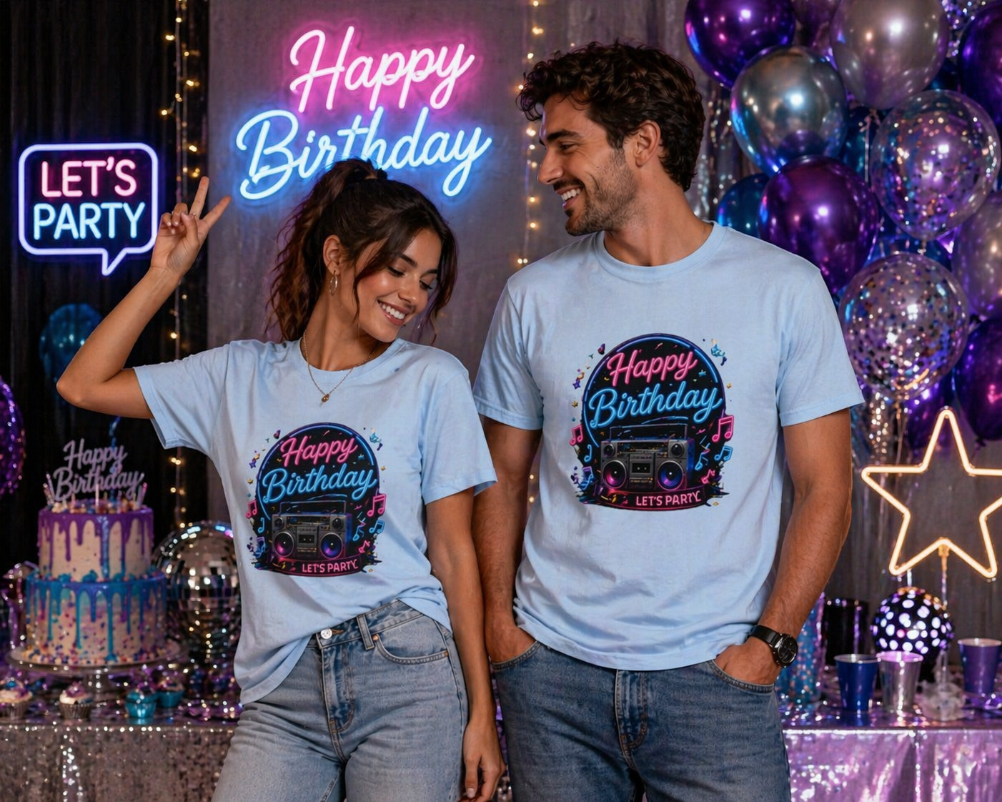 Birthday Boombox T-Shirt — "Happy Birthday" Retro Party Tee