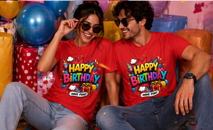 Happy Birthday Have Fun" Colorful Party Tee