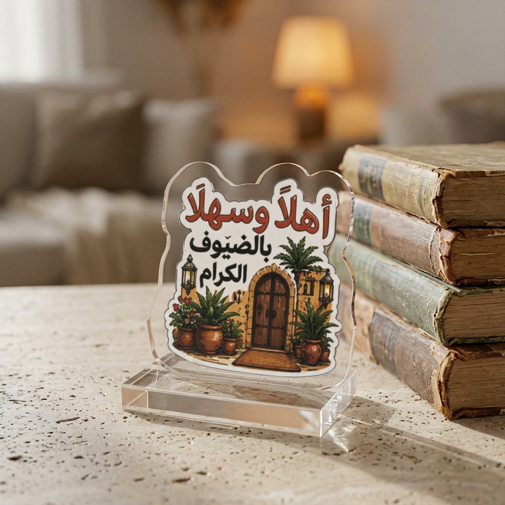 Arabic Welcome Doorway Acrylic Standee — "أهلا وسهلا بالضيوف الكرام" Decorative Table Accent
