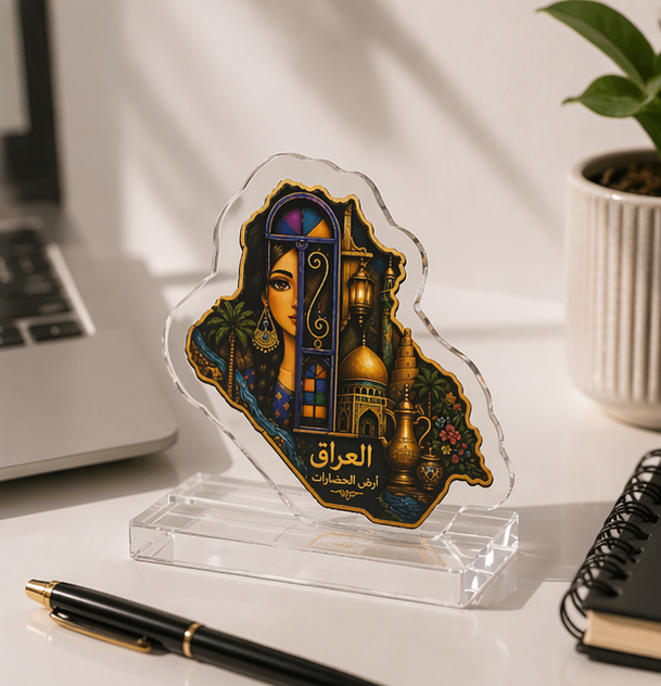 Iraq Landmark Acrylic Standee — Decorative Souvenir with Arabic Calligraphy