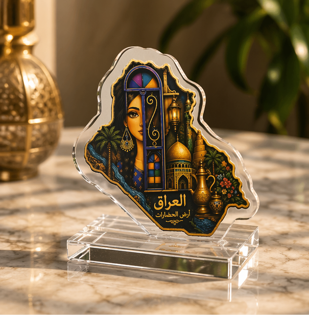 Iraq Landmark Acrylic Standee — Decorative Souvenir with Arabic Calligraphy