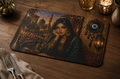Leather Placemat — Middle Eastern Portrait Design with Evil Eye Accent