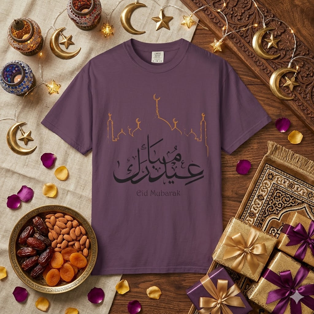 Eid Mubarak T-Shirt — Arabic Calligraphy Ramadan Celebration Tee