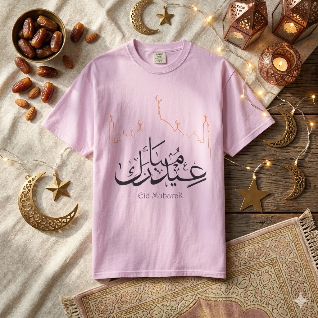 Eid Mubarak T-Shirt — Arabic Calligraphy Ramadan Celebration Tee