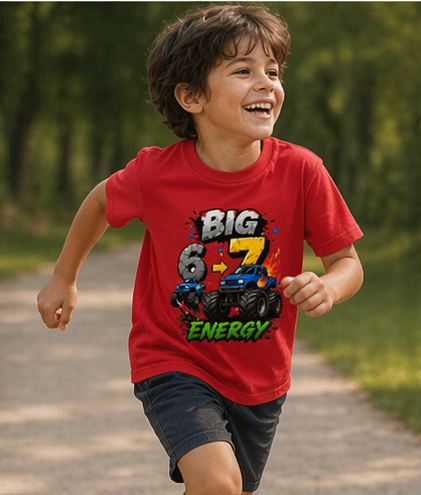Kids Monster Truck 'Big 6 & 7 Energy' Graphic Tee
