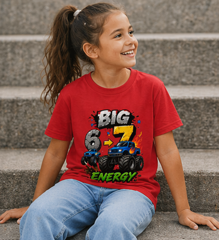 Kids Monster Truck 'Big 6 & 7 Energy' Graphic Tee