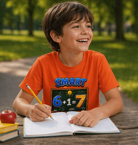Kids 'Smart: 6+1=7 That's Me!' T-Shirt – Fun Back-to-School Math Tee