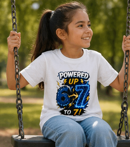 Powered Up 6 to 7" Birthday Shirt, Gamer Lightning Graphic