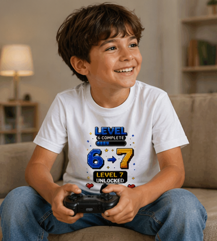 Level 6 Complete, Level 7 Unlocked” Gamer Birthday Shirt