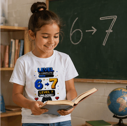 Level 6 Complete, Level 7 Unlocked” Gamer Birthday Shirt
