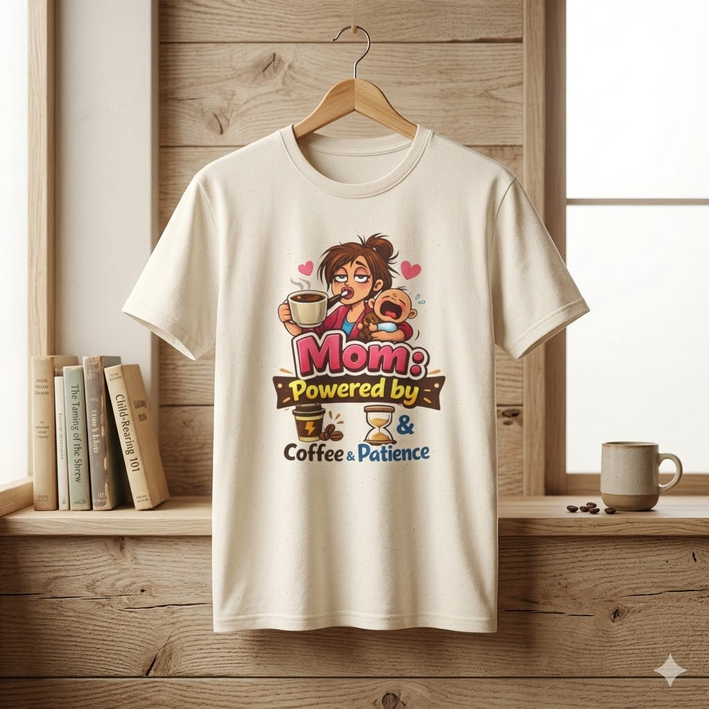 Mom: Powered by Coffee & Patience T-Shirt