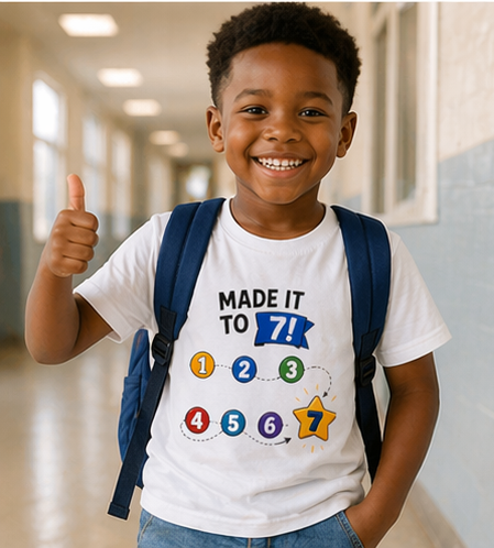 Made It to 7! Kids T-Shirt — 7th Birthday Milestone Tee 67