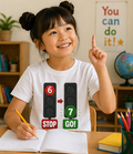 Kids T-Shirt "6 Stop → 7 Go!" Traffic Light Funny Counting Shirt 67