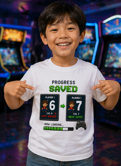Kids Tee — 'Progress Saved' Gamer Scoreboard Shirt