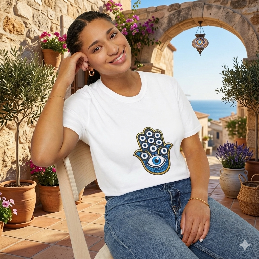 Hamsa Hand Eye T-Shirt — Protective Evil Eye Graphic Tee