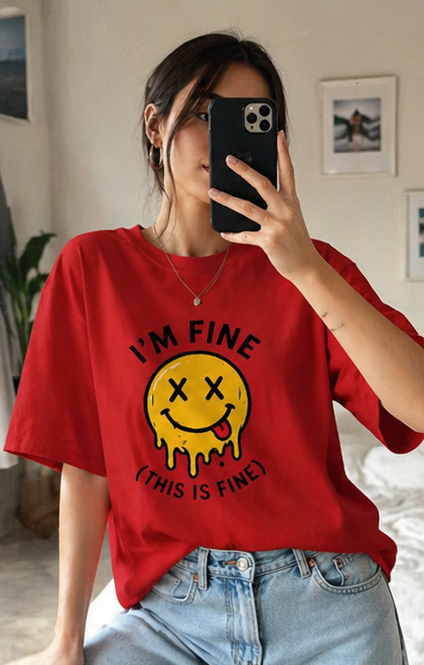 I’m Fine (This Is Fine) Melting Smiley T-Shirt