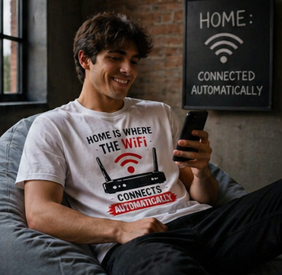 WiFi Home Shirt - "Home Is Where The WiFi Connects Automatically" Tee unisex t shirt