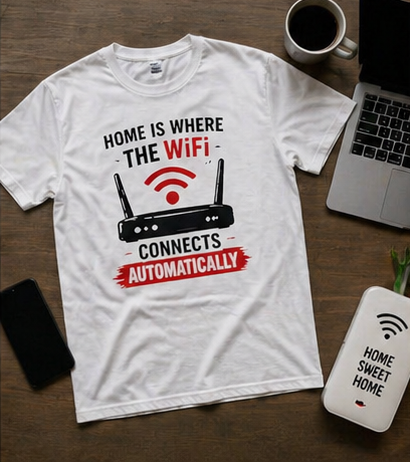 WiFi Home Shirt - "Home Is Where The WiFi Connects Automatically" Tee unisex t shirt
