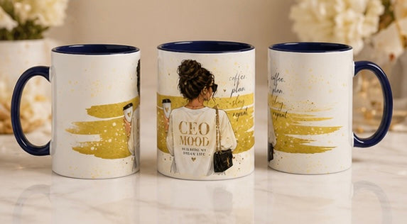 CEO Mood Coffee Mug – 'Coffee Plan, Slay, Repeat' Motivational Accent Mug