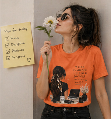 Work Patient Let Your Success Be Your Noise T-Shirt — Inspirational Girl Desk Graphic Tee