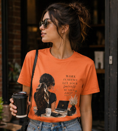 Work Patient Let Your Success Be Your Noise T-Shirt — Inspirational Girl Desk Graphic Tee