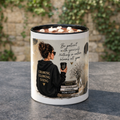 Inspirational Coffee Mug — "Be patient with yourself" Cozy Woman Design (11oz)