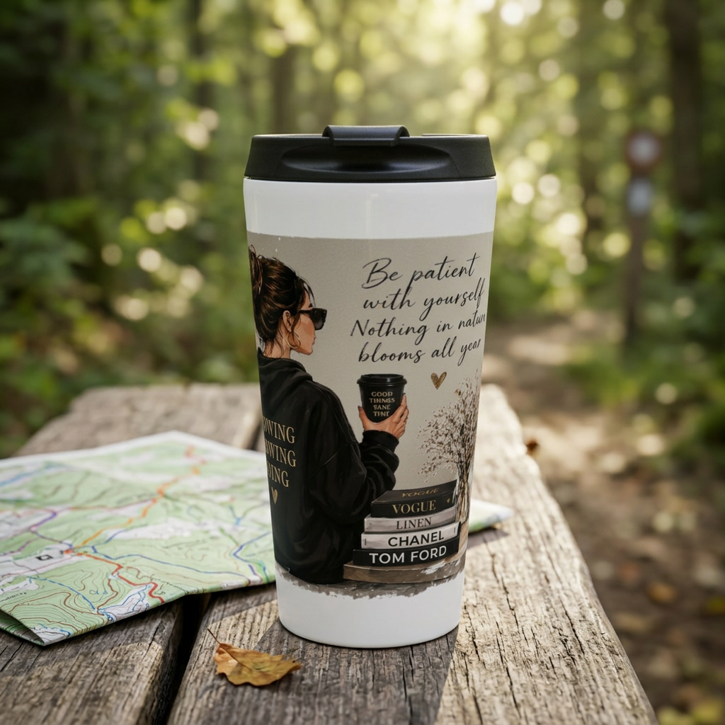 Inspirational Coffee Travel Mug — 'Be Patient With Yourself' Stainless Steel Tumbler