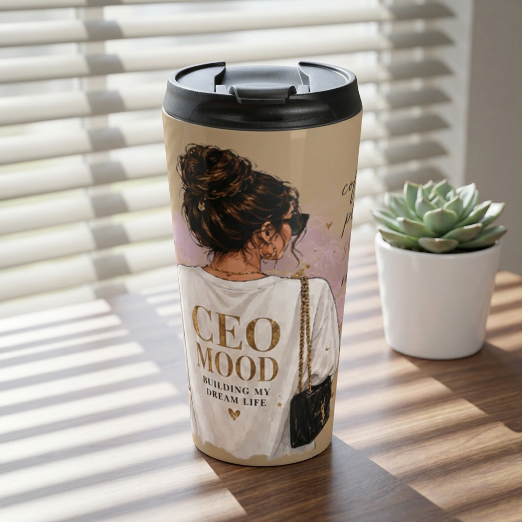Travel Mug — "CEO Mood" Chic Floral Stainless Steel Tumbler