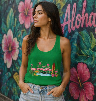 Women's Ideal Racerback Tank Flamingo Beach