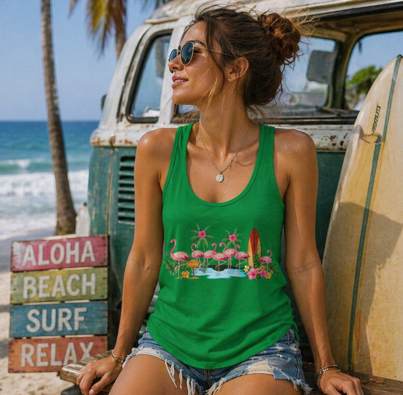 Women's Ideal Racerback Tank Flamingo Beach