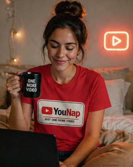 T-Shirt — YouNap "Just One More Video" Funny YouTube Parody Tee
