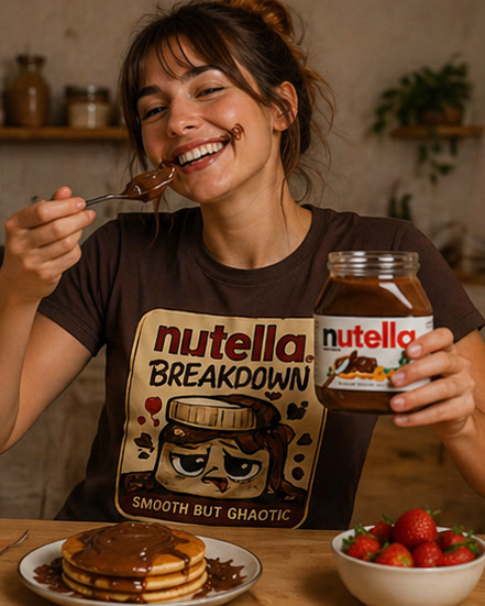 Nutella Breakdown T-Shirt – "Smooth But Chaotic" Retro Jar Graphic