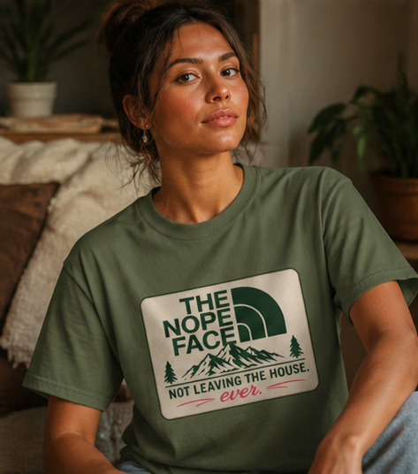 The Nope Face Unisex T-Shirt — 'Not Leaving the House Ever' Graphic Tee