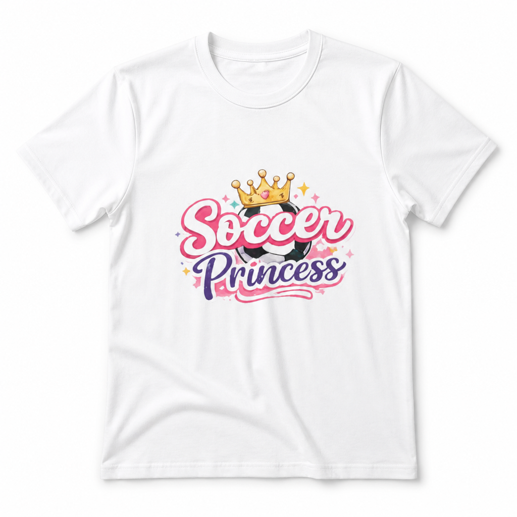 Youth Soccer Princess Tee – Cute Crowned Soccer Player Shirt for Girls