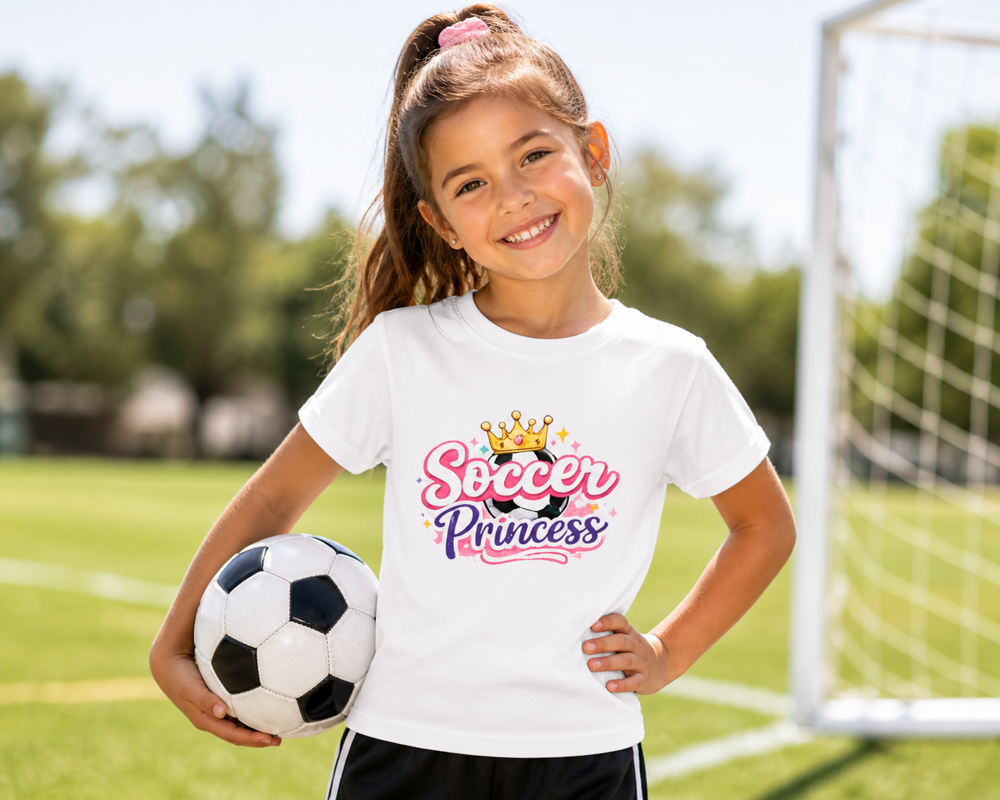Youth Soccer Princess Tee – Cute Crowned Soccer Player Shirt for Girls